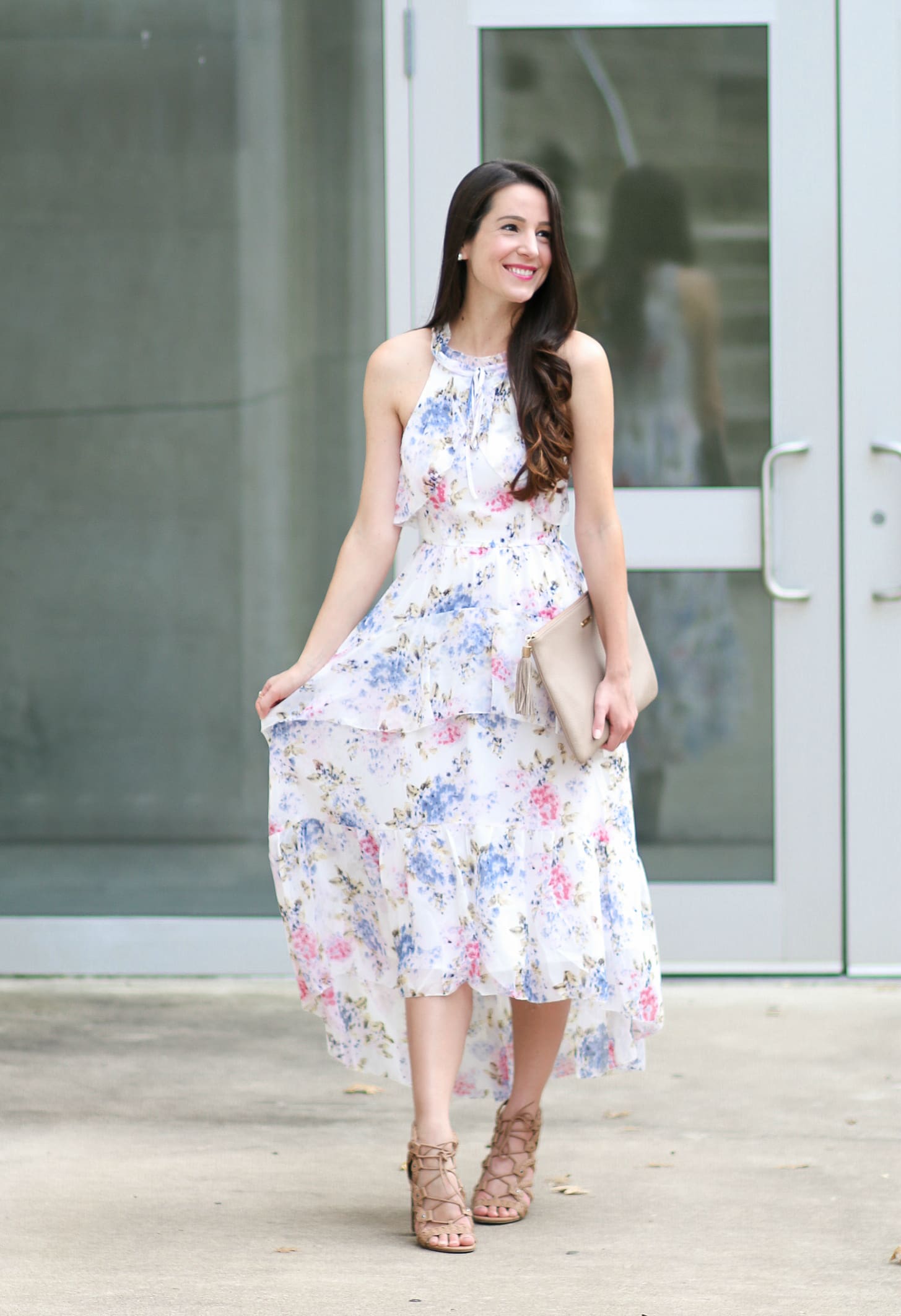 Wearing White to a Wedding: After Market Floral Chiffon Maxi Dress