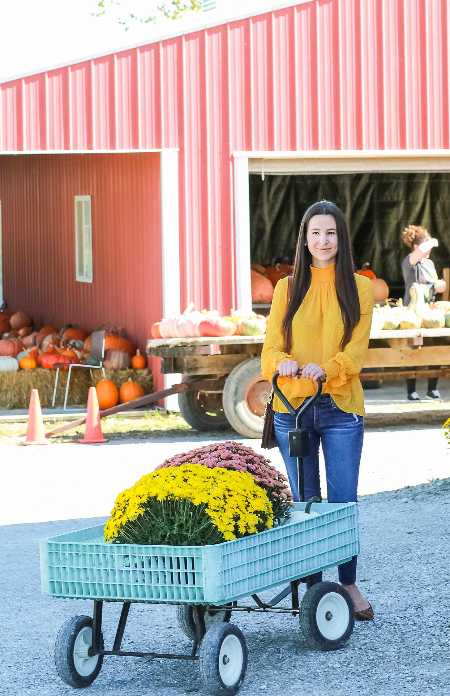 English Factory marigold swiss dot blouse with victorian collar, AG The Legging raw hem ankle skinny jeans, leopard flats, and brown Chloe Faye dupe bag | How to wear a victorian collar casually for fall by fashion blogger Stephanie Ziajka from Diary of a Debutante