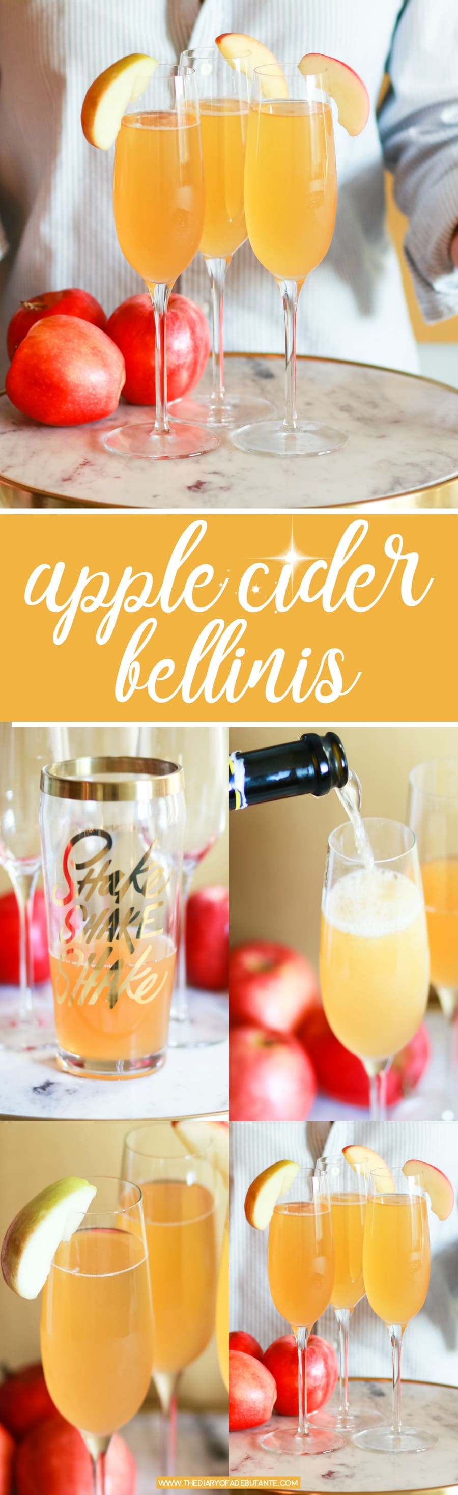 Seriously delish apple cider bellinis... such a fun fall champagne cocktail | Apple Cider Cocktail | Fall in a Flute: Festive Apple Cider Bellinis from southern blogger Stephanie Ziajka from Diary of a Debutante