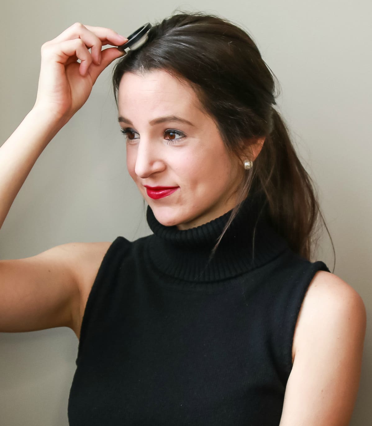 5-minute low messy ponytail hair tutorial by southern blogger Stephanie Ziajka from Diary of a Debutante