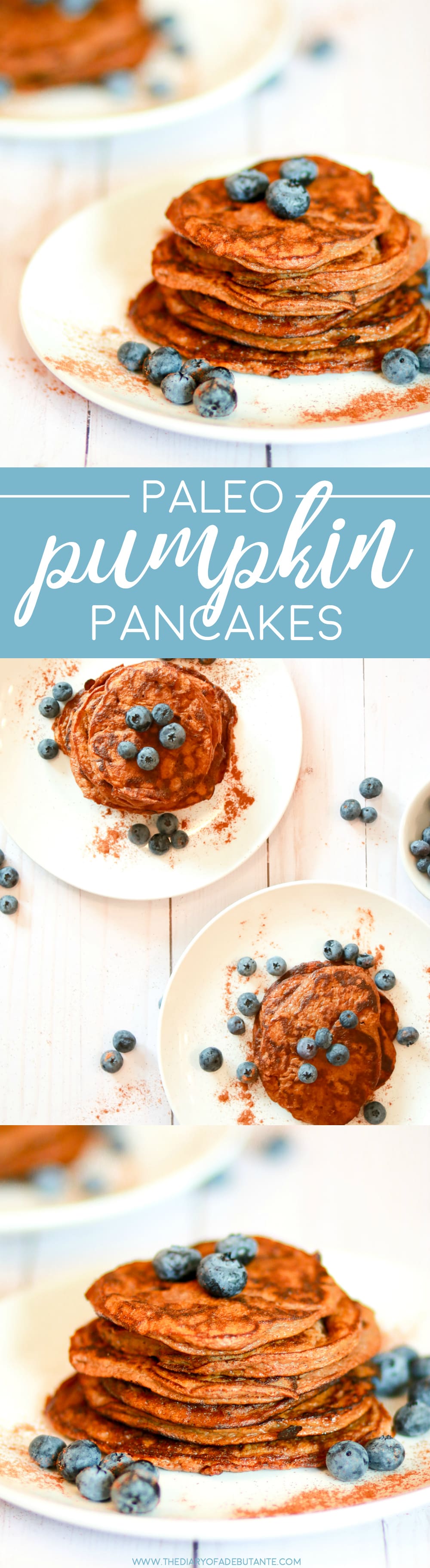 These delicious paleo pumpkin pancakes are low calorie and PERFECT for fall | Paleo Pumpkin Pancake recipe by southern blogger Stephanie Ziajka from Diary of a Debutante