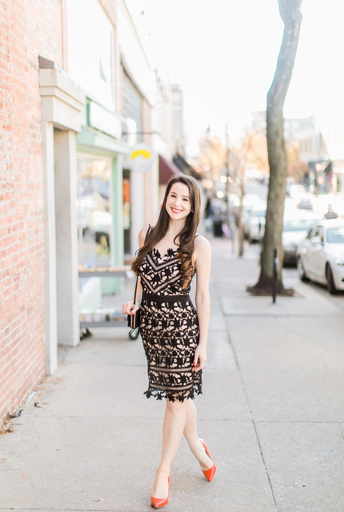 Adelyn Rae Whitney dress styled with a Vera Bradley RFID All-in-One Crossbody and Sam Edelman red patent leather pumps by southern fashion blogger Stephanie Ziajka from Diary of a Debutante