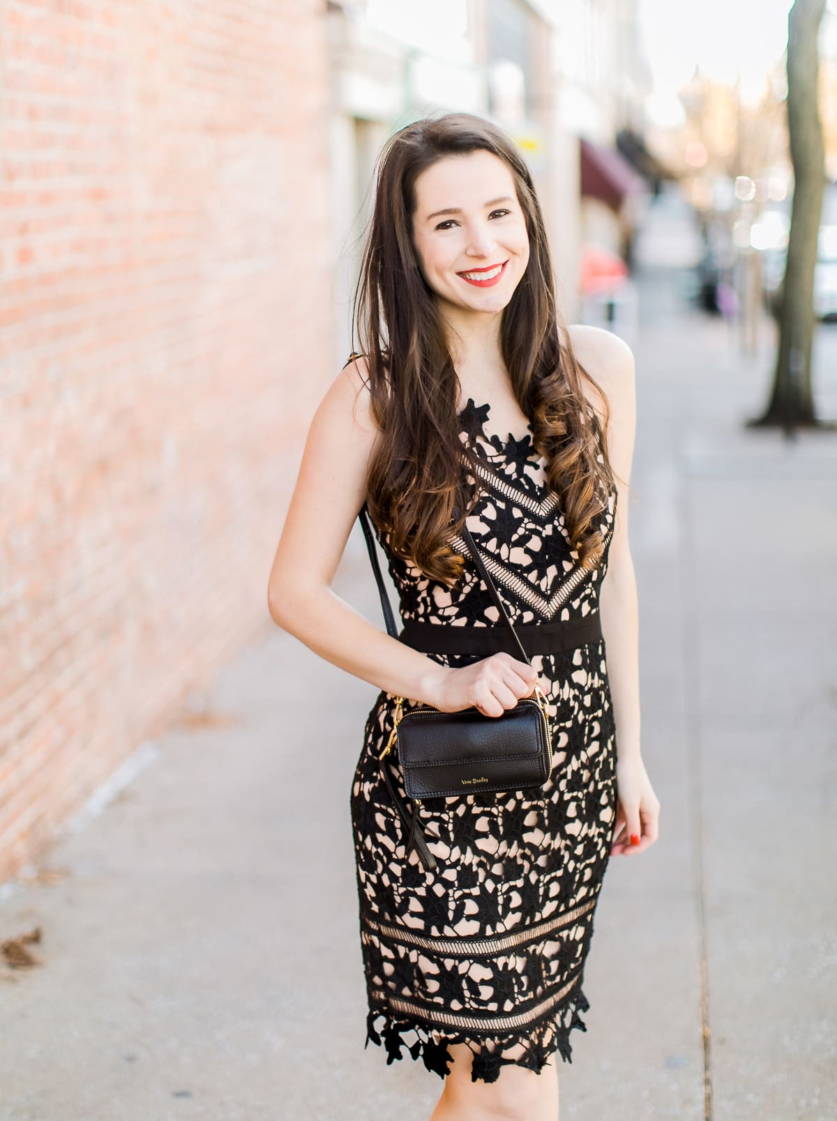 Adelyn Rae Whitney dress styled with a Vera Bradley RFID All-in-One Crossbody and Sam Edelman red patent leather pumps by southern fashion blogger Stephanie Ziajka from Diary of a Debutante