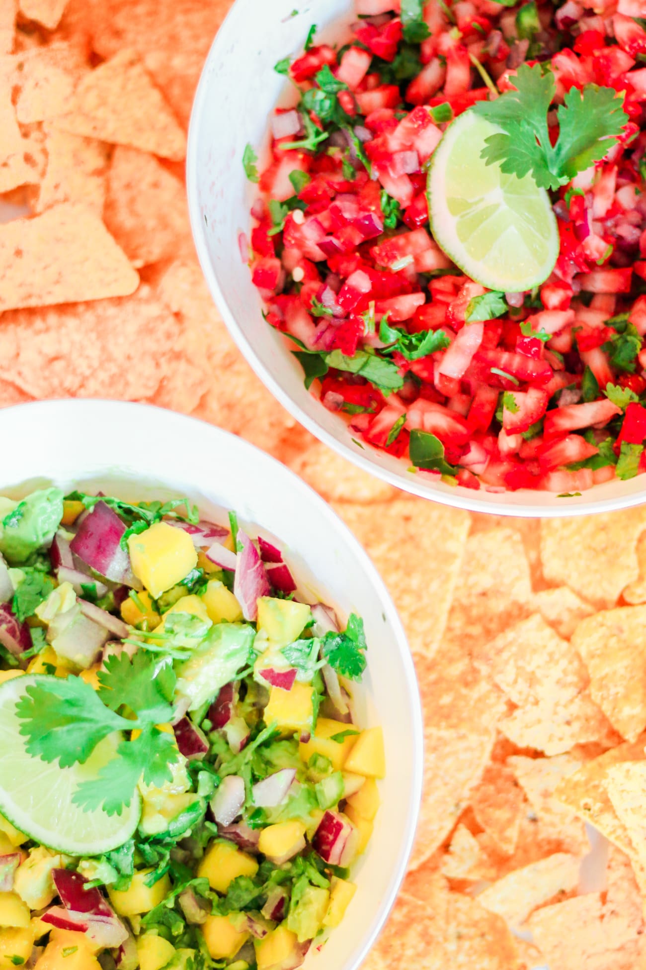 Two Quick Fresh Salsa Recipes for Your Cinco de Mayo Fiesta by southern lifestyle blogger Stephanie Ziajka from Diary of a Debutante, strawberry jalapeno salsa recipe, strawberry and jalapeno salsa recipe, homemade salsa recipe, easy Cinco de Mayo salsa recipe, fresh mango habanero salsa recipe, quick mango and avocado salsa