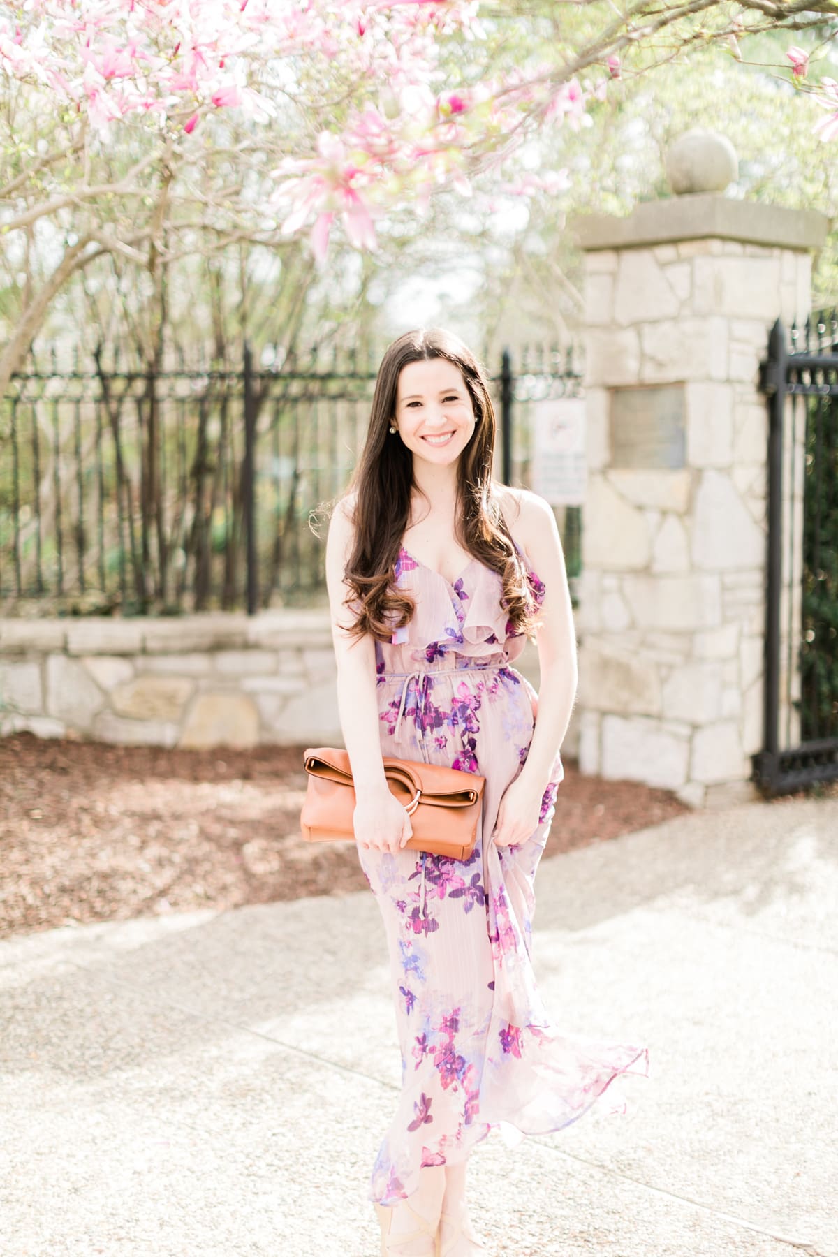 Pastel Lookbook: Spring Style Picks from Kohl's by southern fashion blogger Stephanie Ziajka from Diary of a Debutante, top kohl's picks, spring wardrobe essentials, cute spring clothes for women, cute spring outfits, cute spring outfits for women, Jennifer Lopez Ruffle Chiffon Faux-Wrap Dress, LC Lauren Conrad Ring Convertible Crossbody Bag 