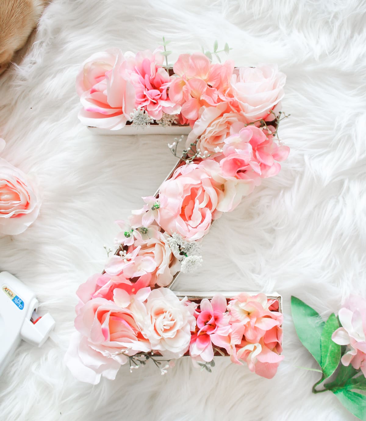 DIY Floral Monogrammed Door Hanger by southern lifestyle blogger Stephanie Ziajka from Diary of a Debutante, DIY birthday gifts for her, diy monogram door hanger, diy monogram letters