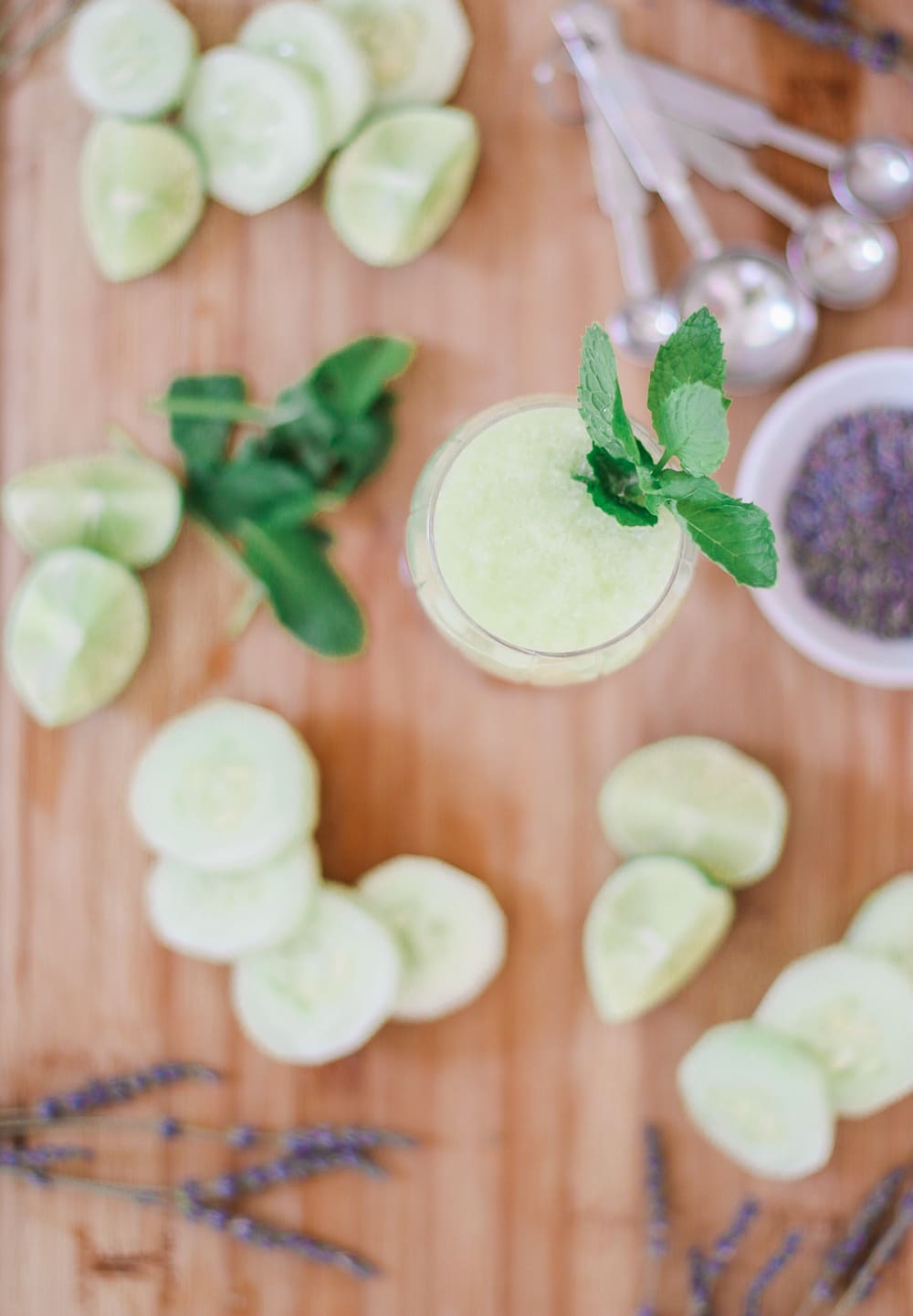 Cucumber Mocktail Recipe for Summer: Cucumber-Lime-Lavender Spritzer by southern lifestyle blogger Stephanie Ziajka from Diary of a Debutante, cucumber mocktail recipes, edible lavender cocktail recipe, Cooking Light mocktail recipes, summer mocktail ideas