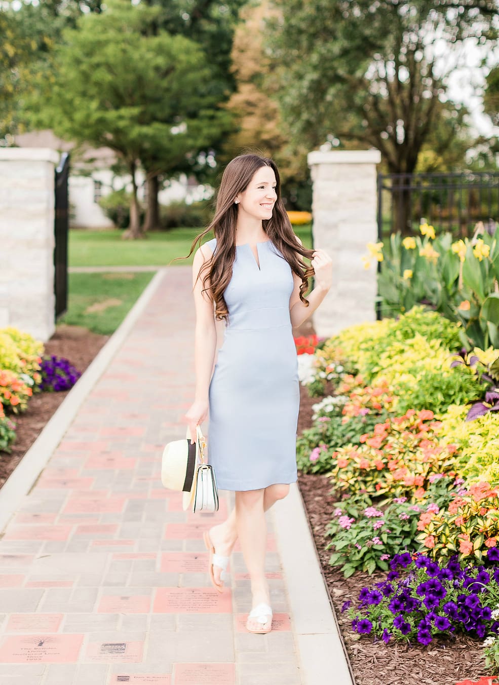 How to wear a sheath dress on vacation, Banana Republic paneled sheath dress, Banana Republic Packable Raffia Hat, Go with the Flow: How to Wear Your Work Clothes on Vacation by affordable style blogger Stephanie Ziajka from Diary of a Debutante