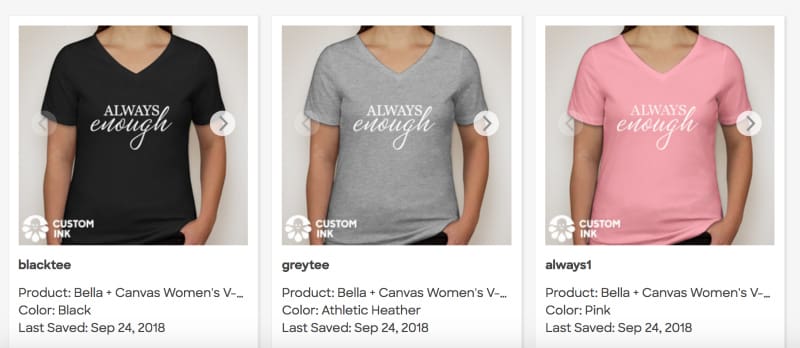 Always Enough: How to Start a Fundraiser Online with Custom Ink Fundraising by southern lifestyle blogger and eating disorder awareness advocate Stephanie Ziajka from Diary of a Debutante, Diary of a Debutante x Project HEAL Fundraiser: A Fundraiser Benefiting Project HEAL and Eating Disorder Treatment, ways to give back, always enough t shirts, eating disorder fundraiser, Project HEAL fundraiser