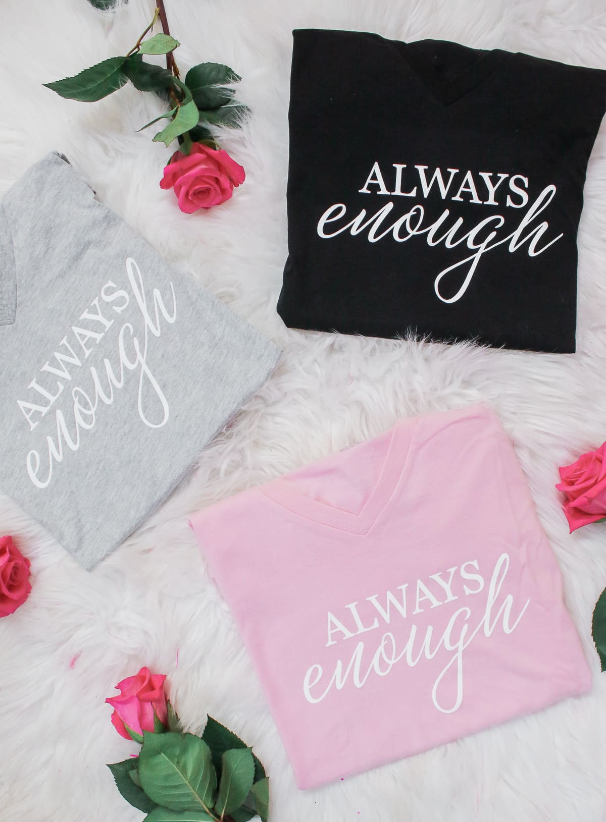 Always Enough: How to Start a Fundraiser Online with Custom Ink Fundraising by southern lifestyle blogger and eating disorder awareness advocate Stephanie Ziajka from Diary of a Debutante, Diary of a Debutante x Project HEAL Fundraiser: A Fundraiser Benefiting Project HEAL and Eating Disorder Treatment, ways to give back, always enough t shirts, eating disorder fundraiser, Project HEAL fundraiser
