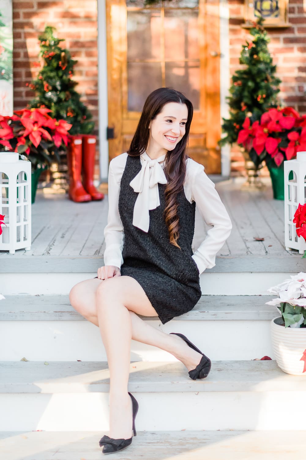 Trend to Try: The Shirt Under Dress Look by affordable fashion blogger Stephanie Ziajka from Diary of a Debutante, Lauren James Austen Dress, Lauren James Margo Top, preppy style blogger, preppy holiday outfits
