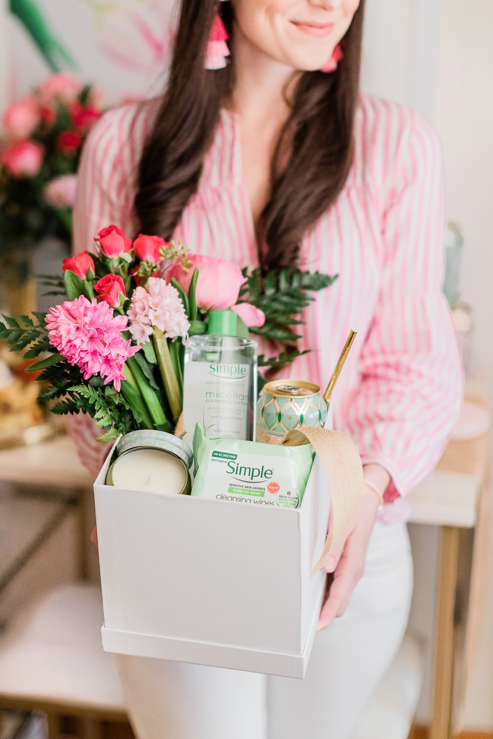 Galentine's Day Party Guide: Tips for Hosting a Fondue Party at Home written by Stephanie Ziajka from the popular southern lifestyle blog Diary of a Debutante, DIY dessert board ideas, easy Galentine's Day dessert board, dessert fondue dippers, how to throw a fondue party, Simple skincare review, Simple Micellar Cleansing Water review, Simple Cleansing Facial Wipes review, Galentine's Day gift box ideas