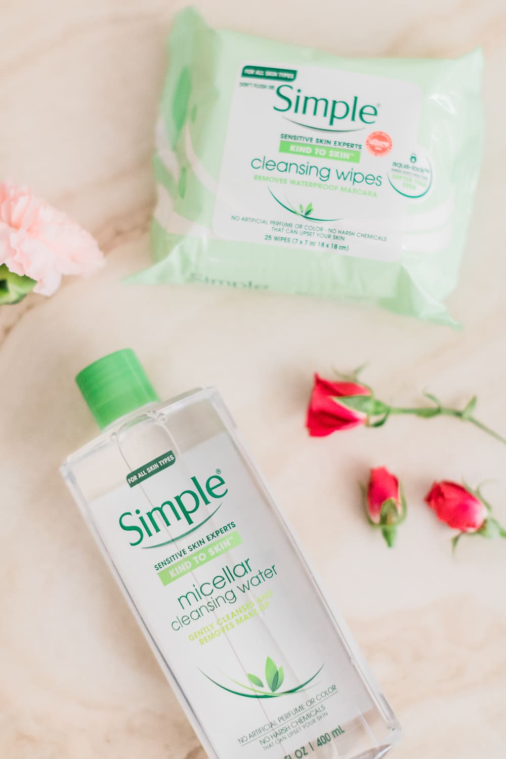 Simple Micellar Cleansing Water and Simple Cleansing Facial Wipes at CVS, Galentine's Day Party Guide: Tips for Hosting a Fondue Party at Home written by Stephanie Ziajka from the popular southern lifestyle blog Diary of a Debutante, DIY dessert board ideas, easy Galentine's Day dessert board, dessert fondue dippers, how to throw a fondue party, Simple skincare review, Simple Micellar Cleansing Water review, Simple Cleansing Facial Wipes review, Galentine's Day gift box ideas
