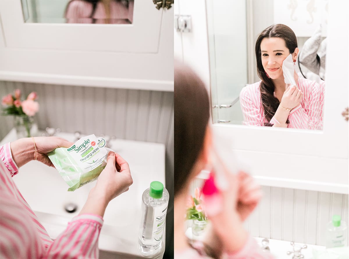 Simple Micellar Cleansing Water and Simple Cleansing Facial Wipes at CVS, Galentine's Day Party Guide: Tips for Hosting a Fondue Party at Home written by Stephanie Ziajka from the popular southern lifestyle blog Diary of a Debutante, DIY dessert board ideas, easy Galentine's Day dessert board, dessert fondue dippers, how to throw a fondue party, Simple skincare review, Simple Micellar Cleansing Water review, Simple Cleansing Facial Wipes review, Galentine's Day gift box ideas