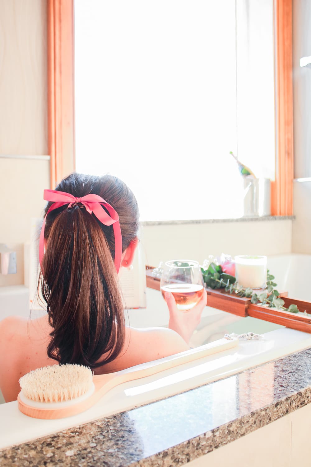 Simple Tips for Beautifying Bath Time + Dove Body Wash Mousse with Coconut Oil Review by blogger Stephanie Ziajka from the popular affordable fashion and southern lifestyle blog Diary of a Debutante, pretty bath tub setup, Haven Teak Bathtub Caddy, rose and lemon bath tub soak, ways to beautify bath time, how to improve bath time, 5 tips for taking a beautiful bath, how to take a beautiful bath 