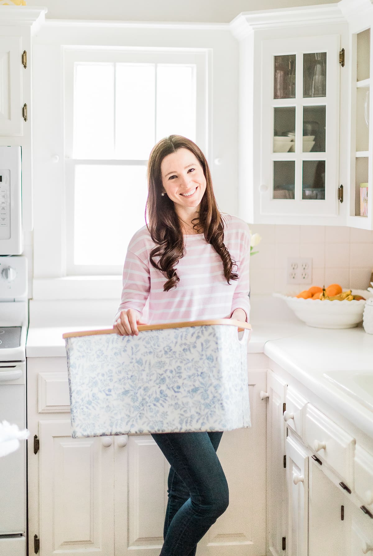 Target Threshold Soft Sided Laundry Basket With Bamboo Rim Floral Blue, How to Use Starch Spray + 5 Must-Know Budget-Friendly Clothing Hacks by affordable fashion blogger Stephanie Ziajka from Diary of a Debutante