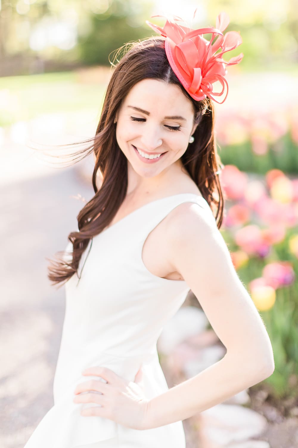 Maggie London Noreen Midi Dress styled with red fascinator headband, GiGi New York Uber Clutch, and red block heel sandals, Derby Day Style Guide: 3 Head-to-Toe Kentucky Derby Outfit Ideas by affordable fashion blogger Stephanie Ziajka from Diary of a Debutante