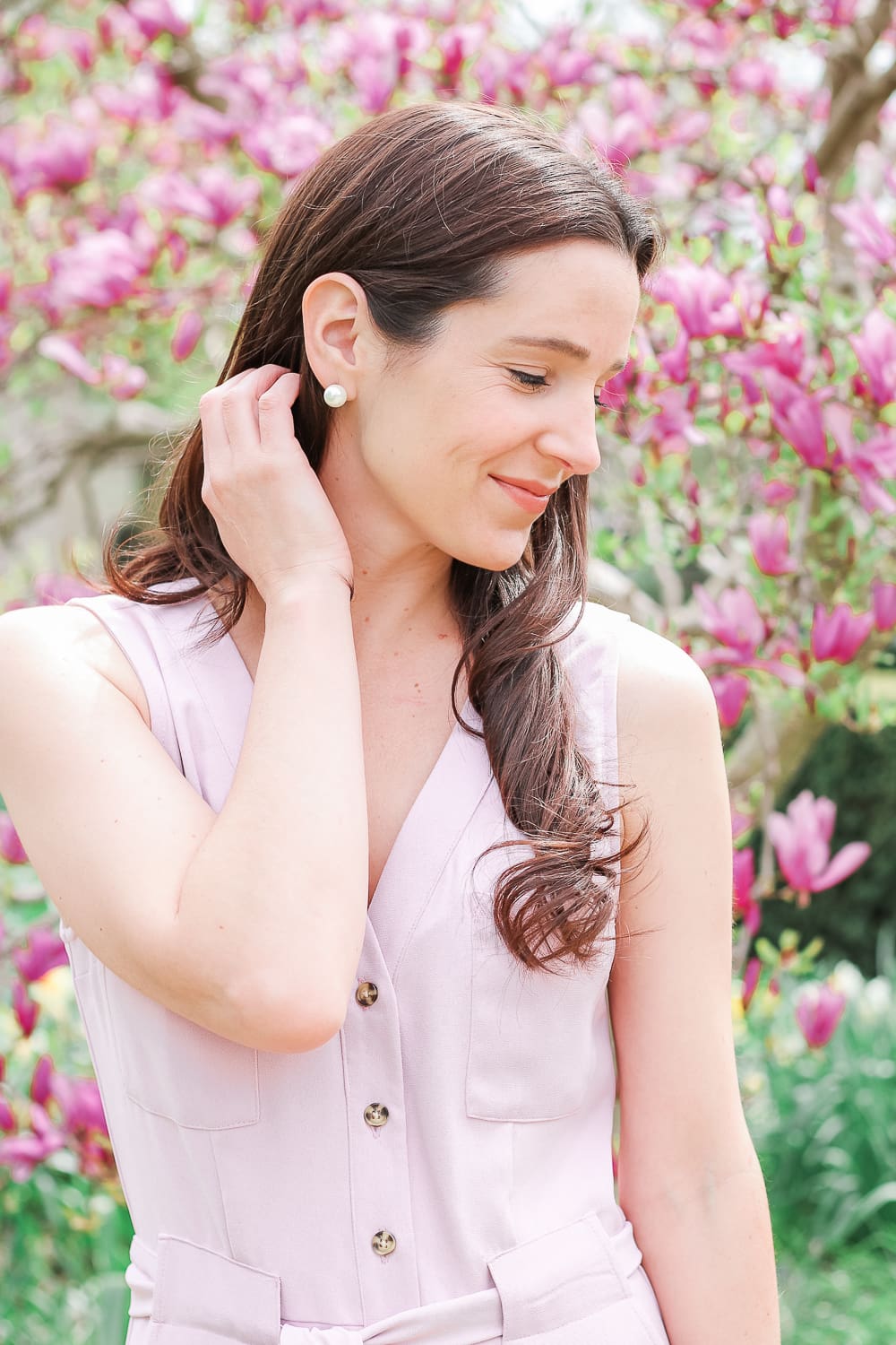 Target Spring Shopping Haul: Top Fashion and Beauty Finds by affordable fashion blogger Stephanie Ziajka from Diary of a Debutante, Target A New Day Sleeveless V-Neck Button Front Jumper, Who What Wear Basket Crossbody Bag, Women's Caroline Microsuede Ankle Strap Espadrille Wedge