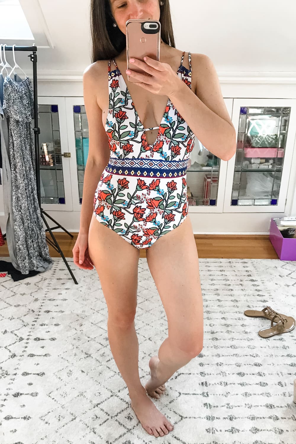 CUPSHE Vintage Blossoms One Piece Swimsuit on Amazon, Amazon Summer Try-On Haul and Style Picks by popular affordable fashion blogger Stephanie Ziajka from Diary of a Debutante