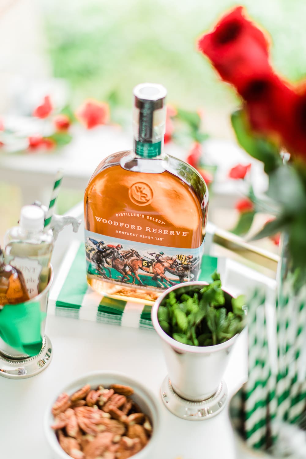Derby Day Bar Cart, Kentucky Derby Bar Cart, Derby Day Bar Cart and Frozen Mint Julep Punch Recipe by Stephanie Ziajka from the popular southern lifestyle blog Diary of a Debutante 