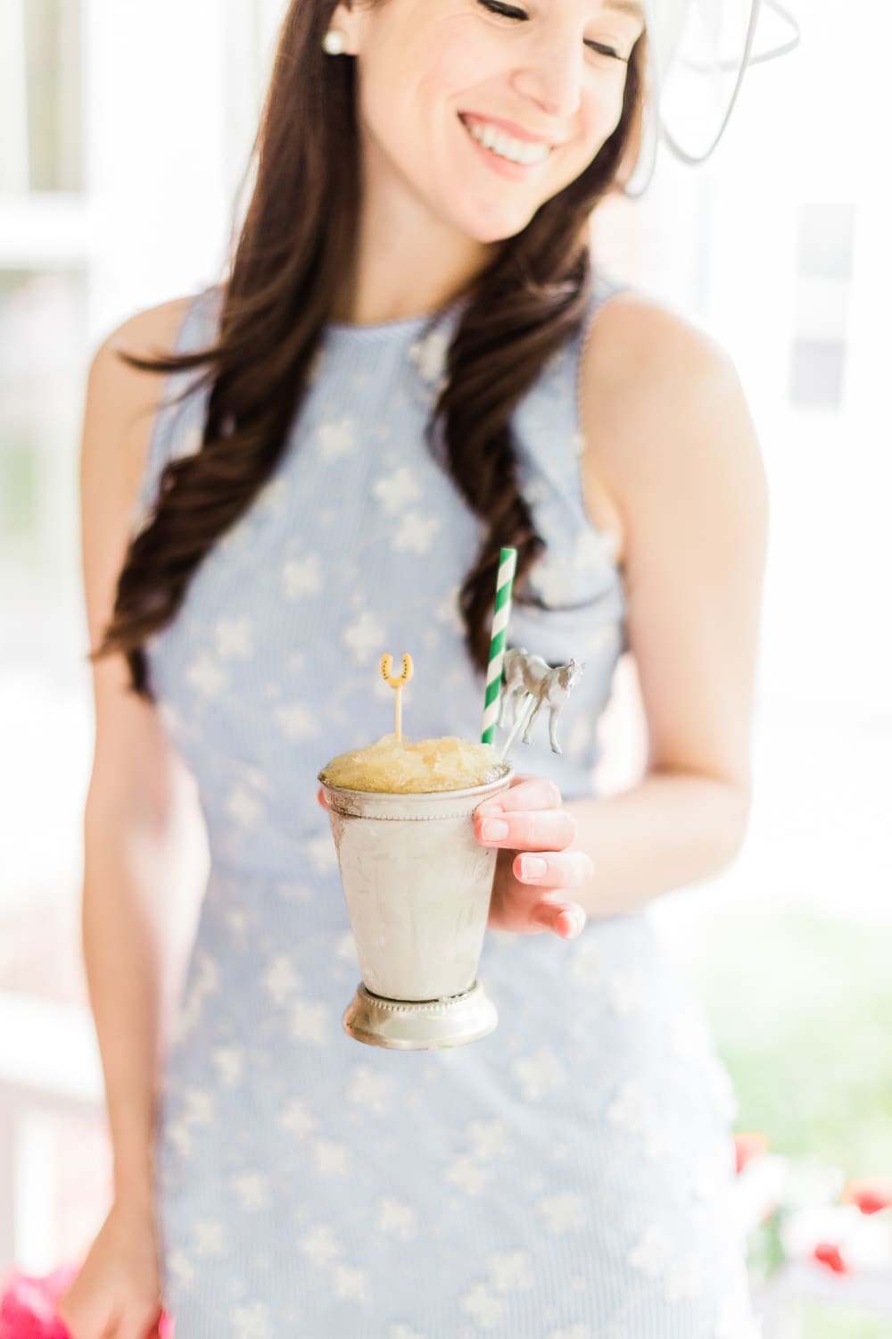 Frozen Mint Julep Punch Recipe from Pizzazzerie's Entertain in Style, frozen derby day drinks, Derby Day Bar Cart and Frozen Mint Julep Punch Recipe by Stephanie Ziajka from the popular southern lifestyle blog Diary of a Debutante 