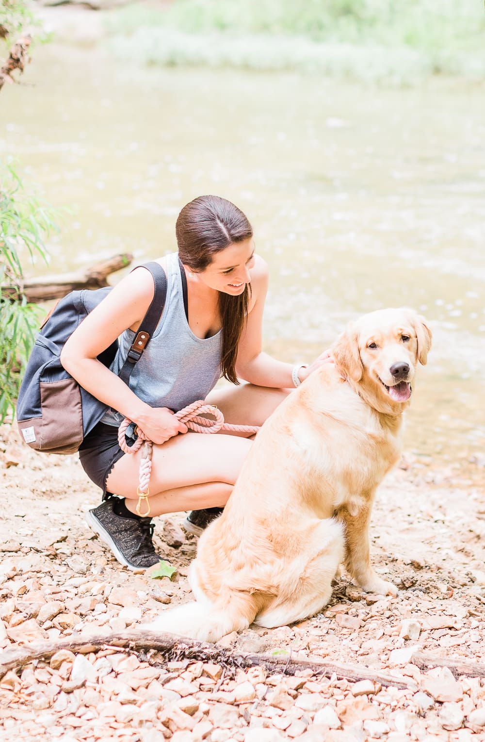 Cute golden retriever puppy hiking, hiking lunch ideas, what to pack on hiking lunch, healthy hiking lunch, Poland Spring Origin Natural Spring Water at Walmart, Summer Adventuring: How to Plan the Perfect Hiking Picnic by popular midwest blogger Stephanie Ziajka from Diary of a Debutante, Columbia MO hiking