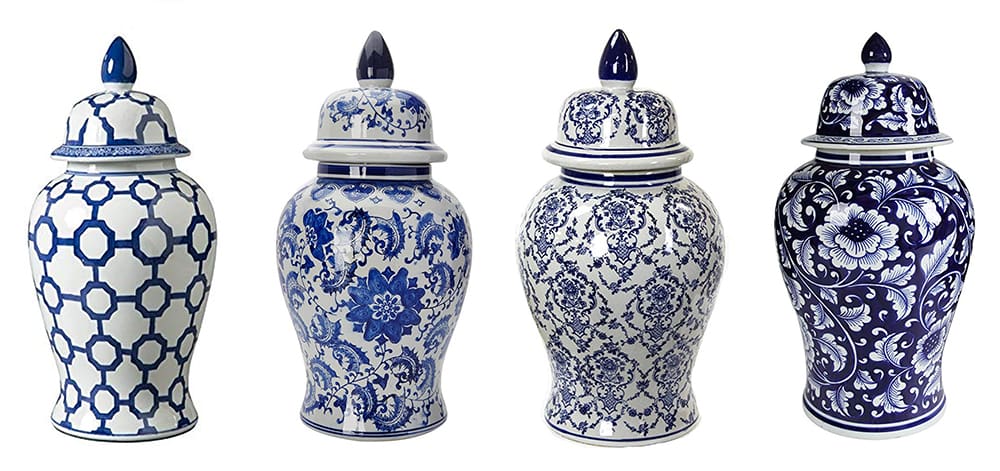 Blue and White Ginger Jars under $100 by popular southern lifestyle blogger Stephanie Ziajka on Diary of a Debutante, blue and white ceramic vase, blue and white ceramics, blue and white porcelain ginger jars, large ginger jars, small ginger jars, how to decorate with ginger jars, ginger jar vase with white tulips
