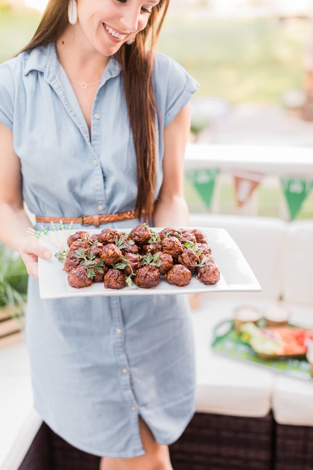 Best Game Day Meatballs for a Crowd by Missouri blogger Stephanie Ziajka from Diary of a Debutante, sweet and spicy football meatballs, meatballs for a crowd, healthy beef meatball recipe, how to make meatballs with barbecue sauce