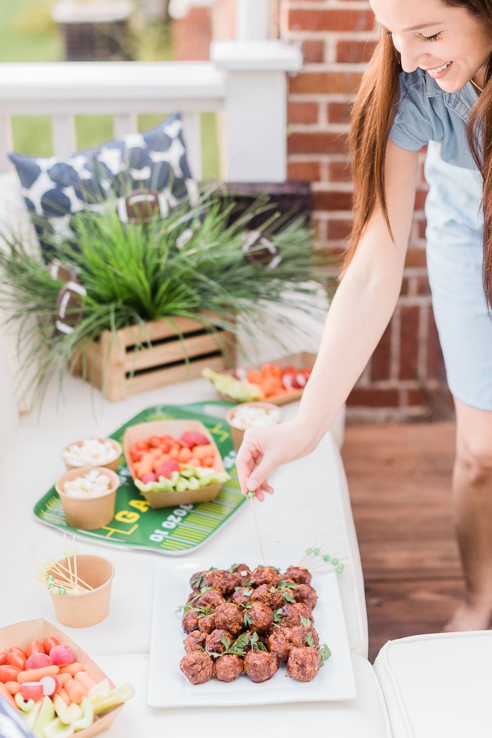 game day meatballs for a crowd by popular Missouri blogger Stephanie Ziajka on Diary of a Debutante, baked meatball recipe, easy game day spread
