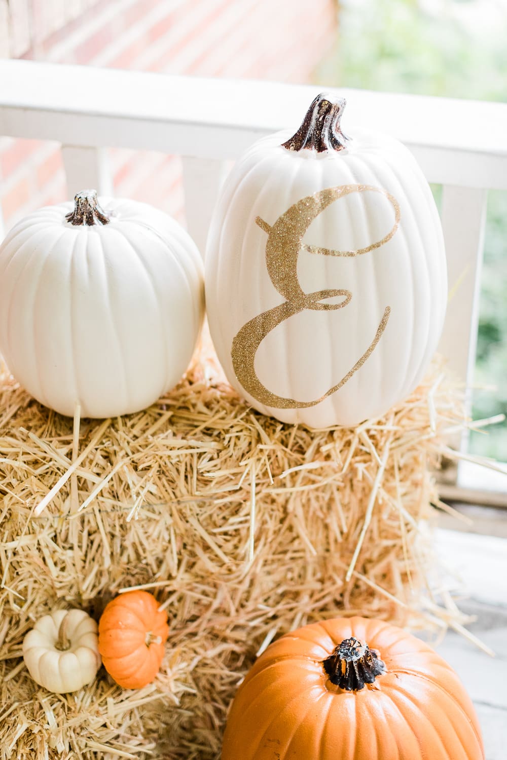 DIY Monogrammed Glitter Pumpkin Tutorial by popular DIY blogger Stephanie Ziajka on Diary of a Debutante, DIY fall decor ideas, Cricut monogram project, Cricut Explore Air 2 projects, monogrammed pumpkin tutorial, pumpkin decor ideas