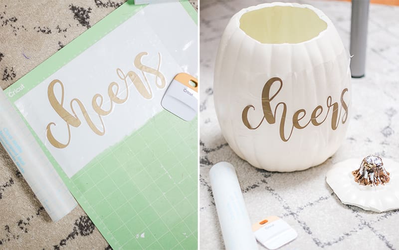Steps three and four of one of DIY blogger Stephanie Ziajka's favorite fall Cricut projects on Diary of a Debutante