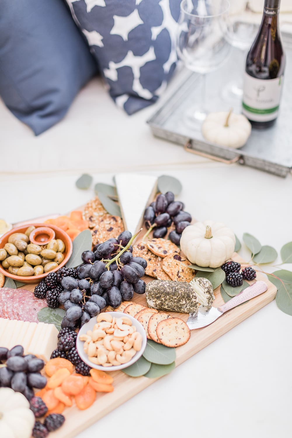 Wine and cheese board for fall created by blogger Stephanie Ziajka on Diary of a Debutante