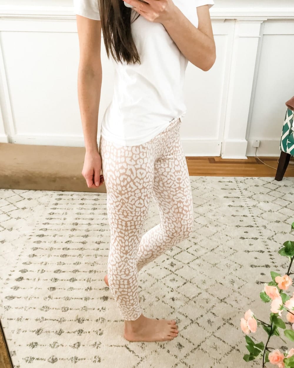 Amazon Core 10 Women's Leopard Jacquard Spectrum Yoga High Waist Crop Leggings in Latte Leopard Jacquard