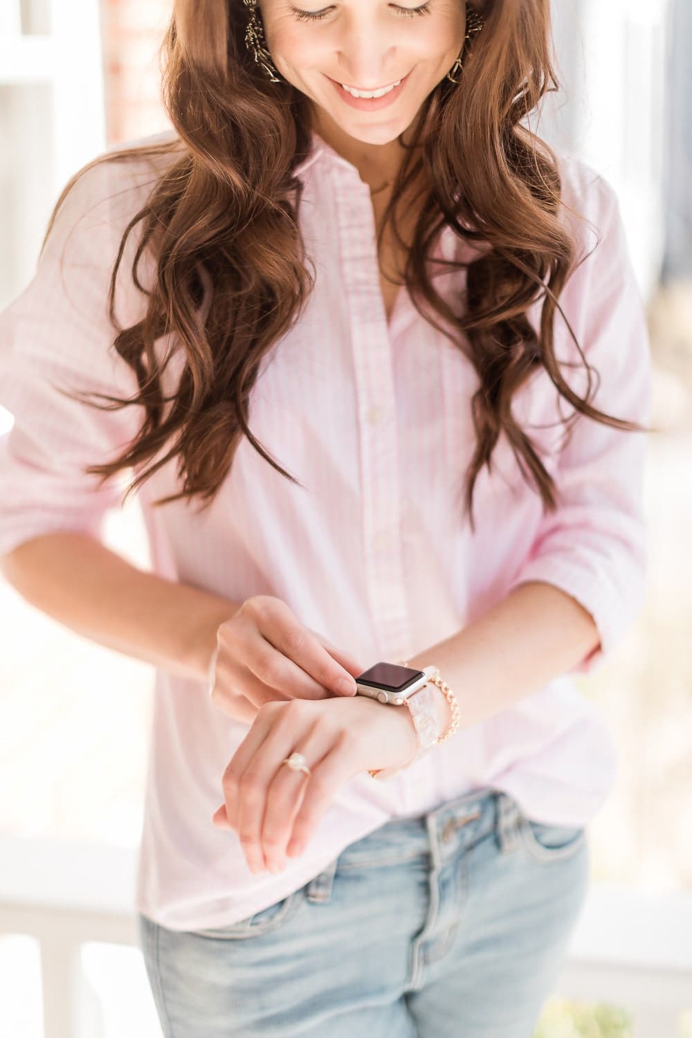 Amazon pink resin Apple Watch band styled by affordable fashion blogger Stephanie Ziajka of Diary of a Debutante
