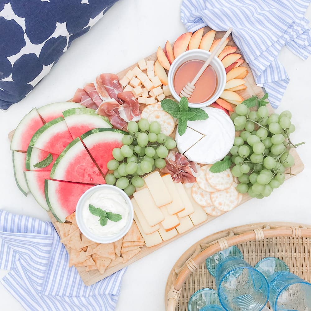 Colorful summer cheese board ideas from blogger Stephanie Ziajka on Diary of a Debutante