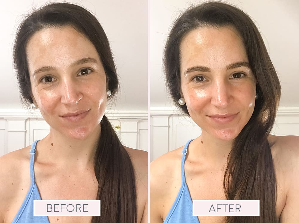Before and after using Rodan and Fields Brow Defining Boost Gel