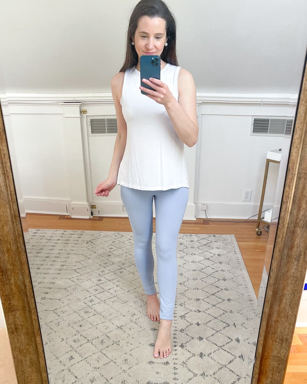 Amazon Core 10 light blue high waist leggings worn by affordable fashion blogger Stephanie Ziajka on Diary of a Debutante