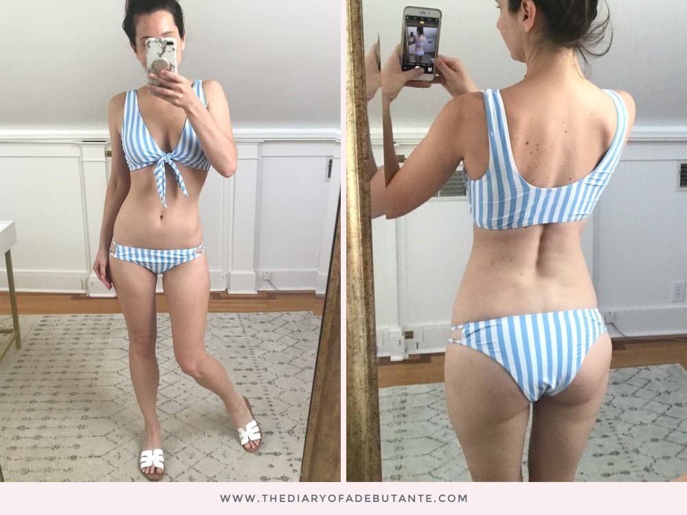 Amazon tie front bikini tried on by affordable fashion blogger and newlywed Stephanie Ziajka on Diary of a Debutante