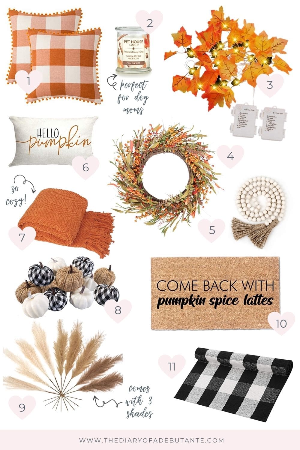 Affordable Amazon decorations for fall rounded up by blogger Stephanie Ziajka on Diary of a Debutante