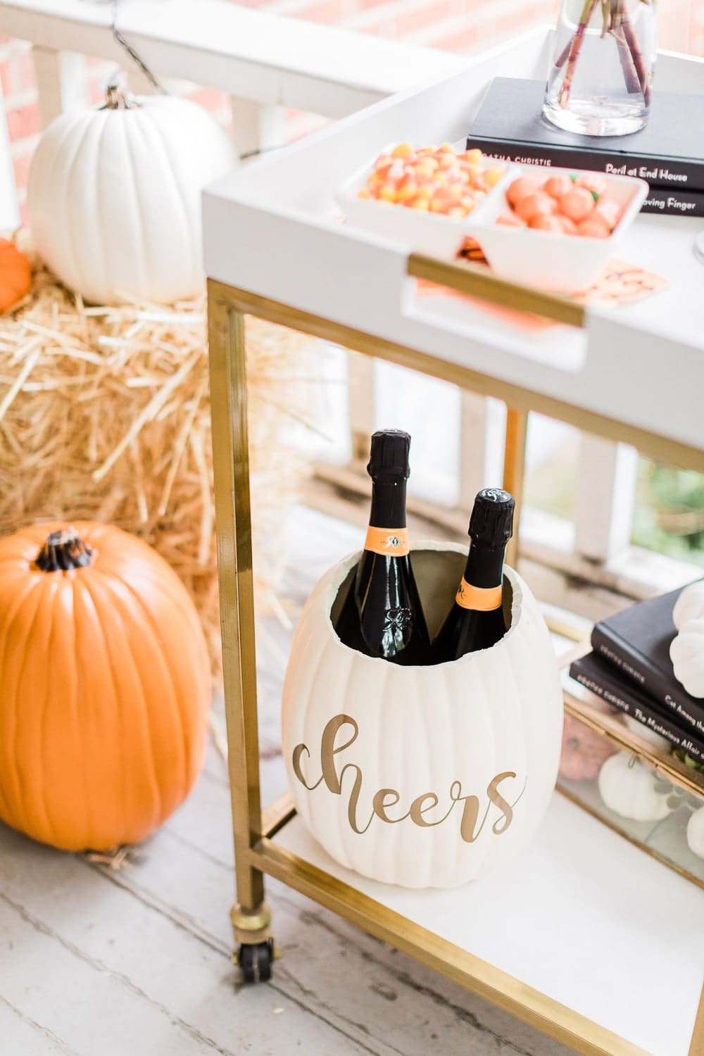 Foam pumpkin ice bucket created by DIY blogger Stephanie Ziajka on Diary of a Debutante