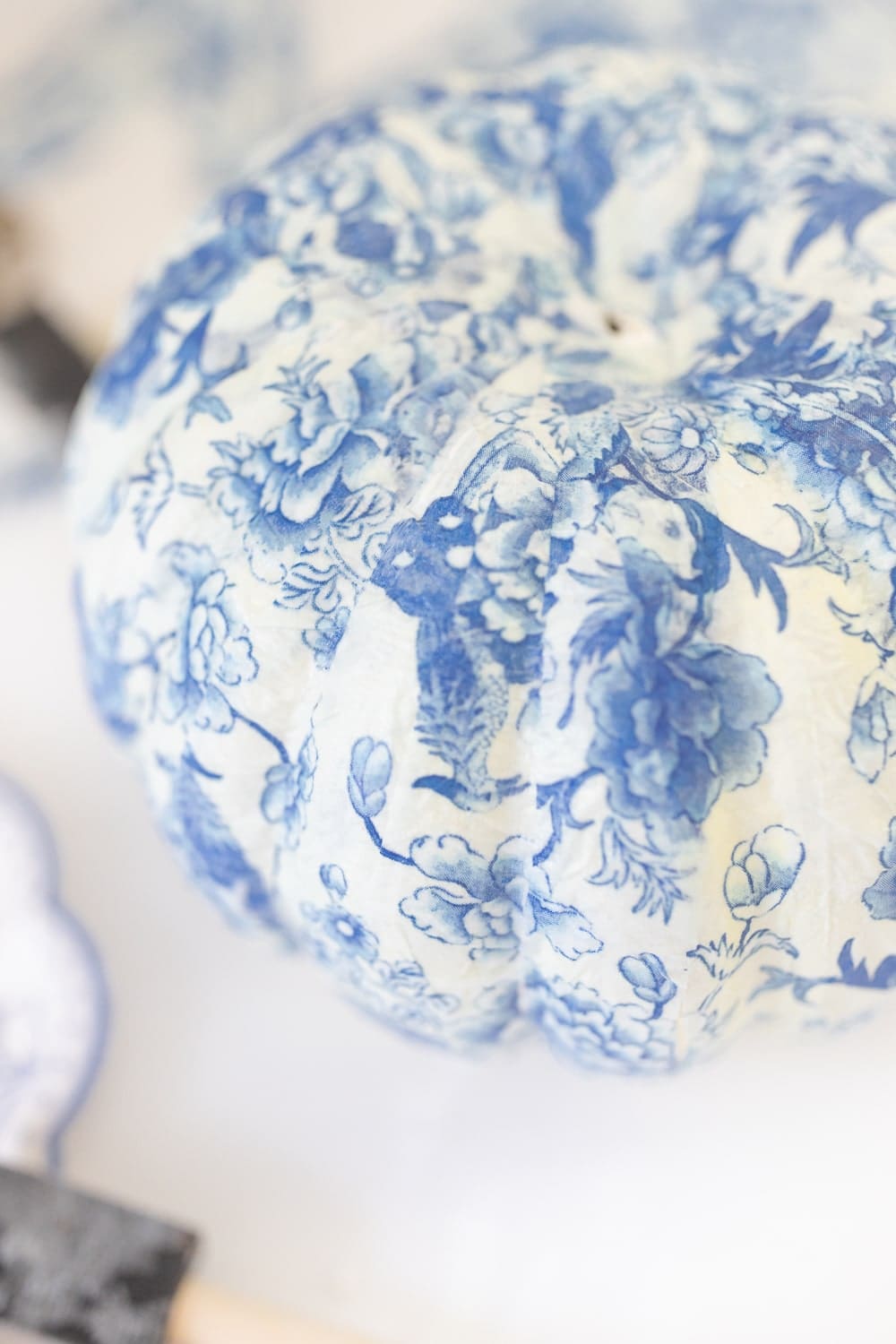 Step 3 of how to make Chinoiserie Modge Podge pumpkins on Diary of a Debutante