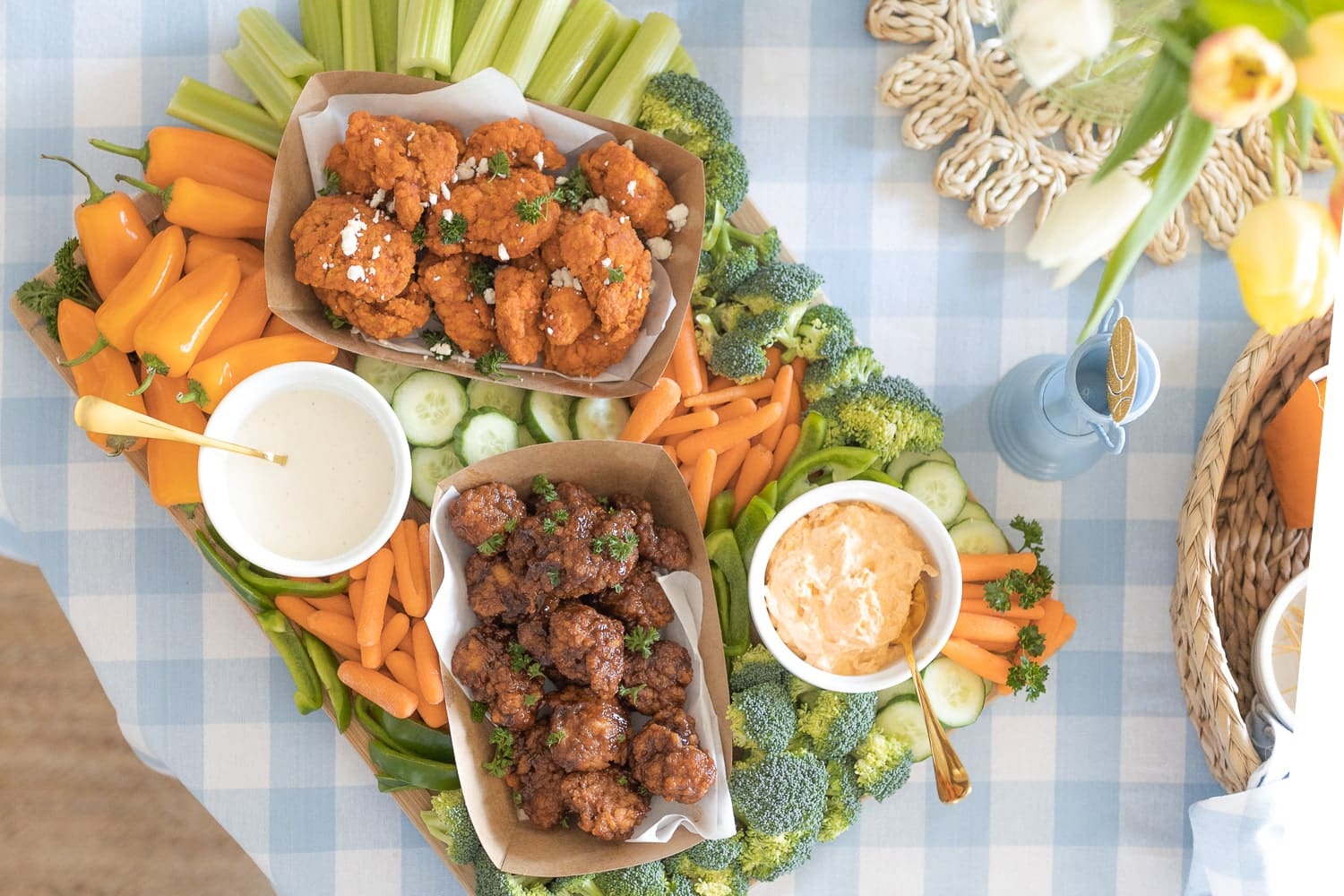 Chicken wings board made by southern lifestyle blogger Stephanie Ziajka on Diary of a Debutante