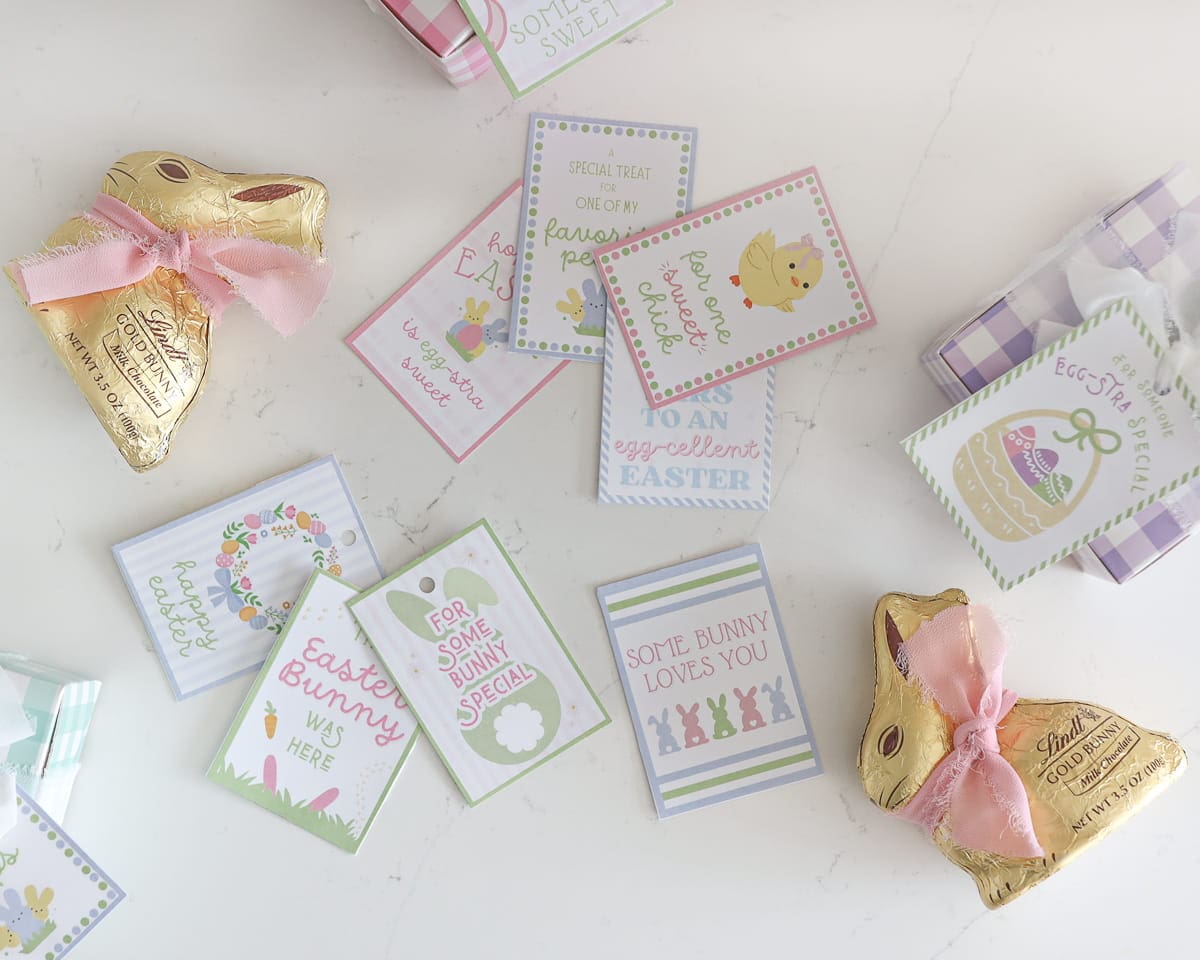 Blogger Stephanie Ziajka shows how to style Easter baskets with printable gift tags and pastel theme on Diary of a Debutante Blogger Stephanie Ziajka shows how to style Easter baskets with printable gift tags and pastel theme on Diary of a Debutante