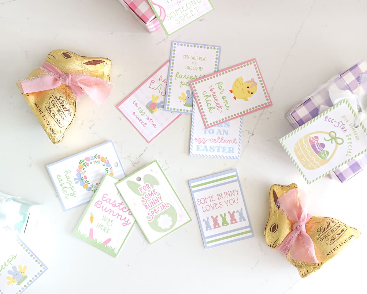 Blogger Stephanie Ziajka shows how to style Easter baskets with printable gift tags and pastel theme on Diary of a Debutante Blogger Stephanie Ziajka shows how to style Easter baskets with printable gift tags and pastel theme on Diary of a Debutante